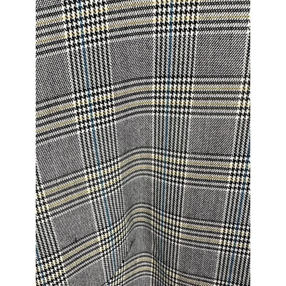 White‎ House Black Market Grey Plaid Ruffle Sleeve Shift Dress Size 8